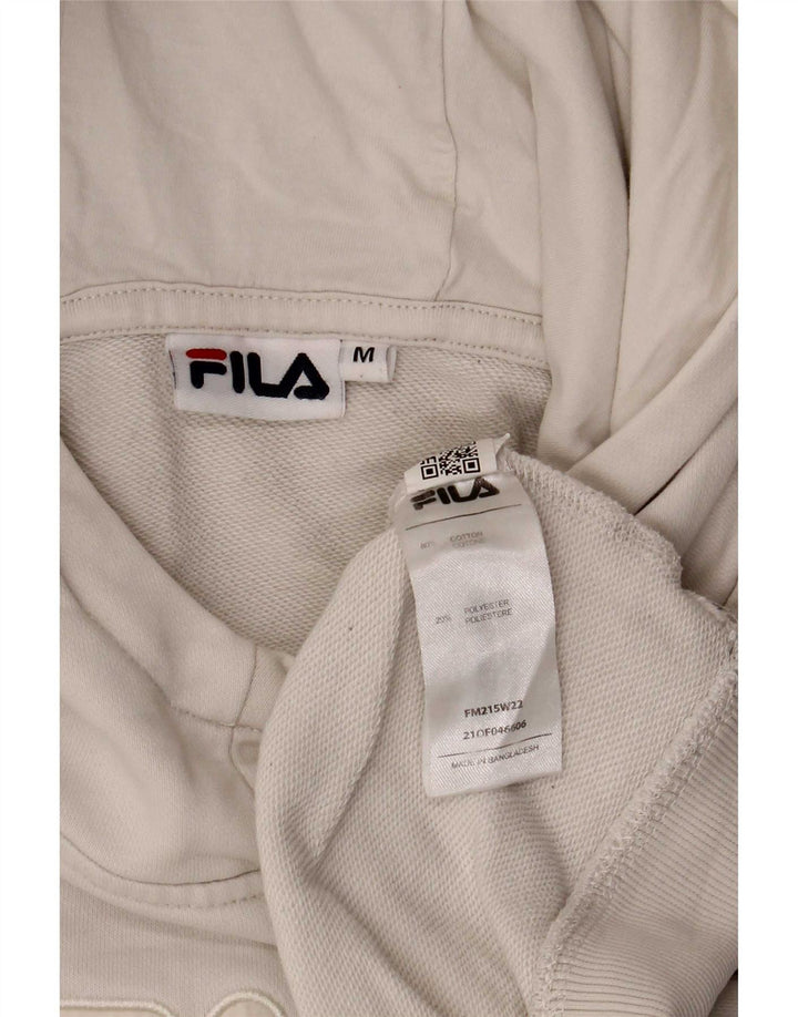 Pulover Fila pentru bărbați cu capota, alb mediu, bumbac