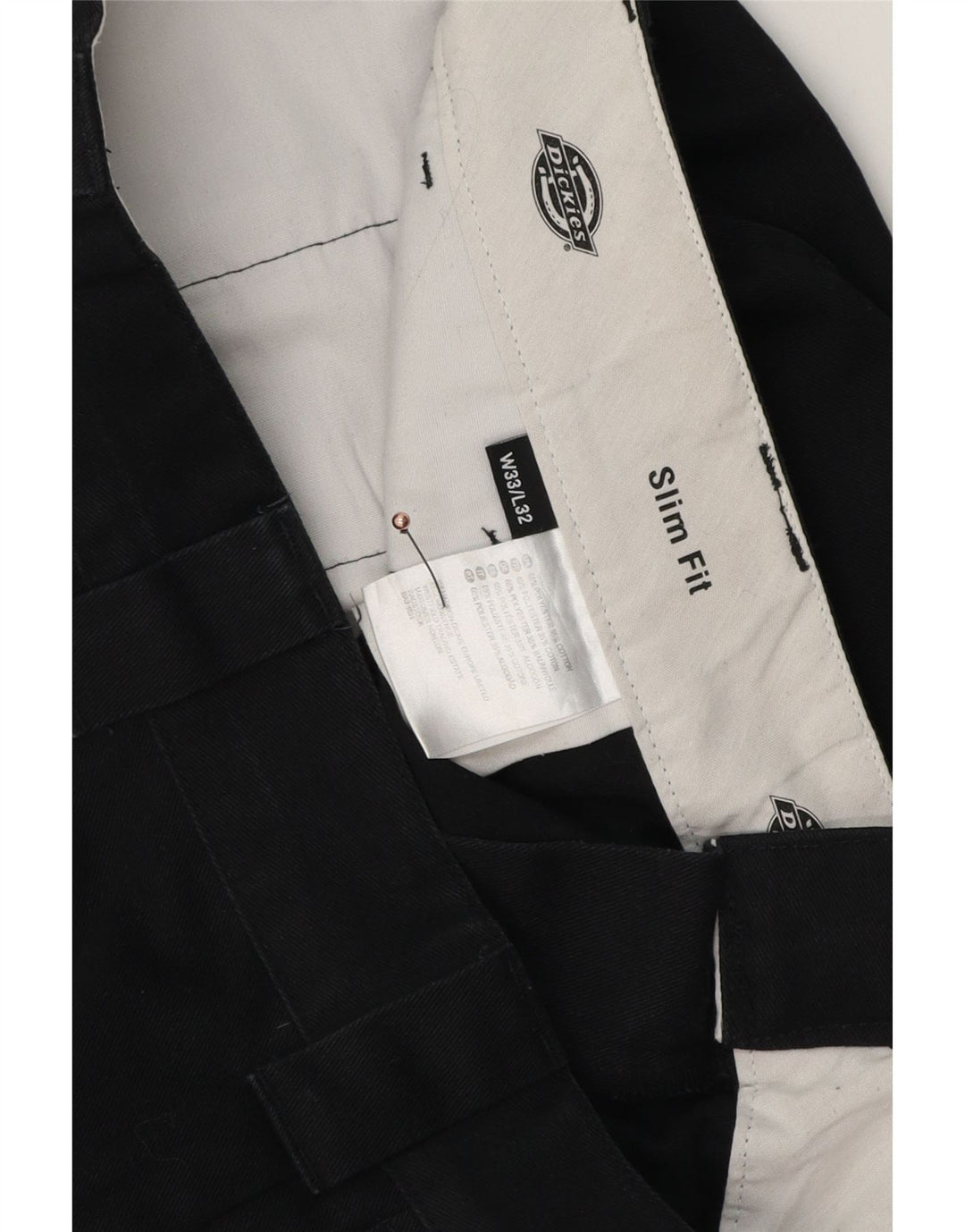 Pantaloni chino slim pentru bărbați Dickies L33 L32 Poliester negru