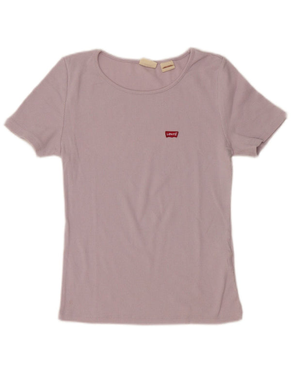 Tricou Crop Levi's pentru femei Top UK 10 Small Purple Bumbac