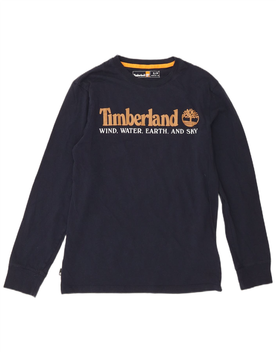 Timberland Bărbați Regular Fit Graphic Top cu mânecă lungă din bumbac, albastru bleumarin