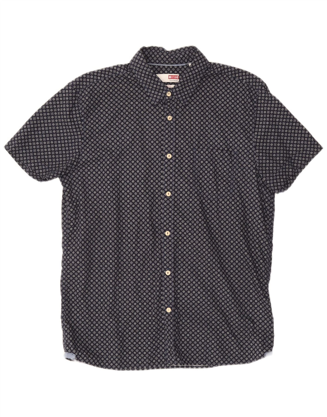 Cămașă cu mânecă scurtă pentru bărbați MUSTANG, slim fit, din bumbac floral, albastru bleumarin