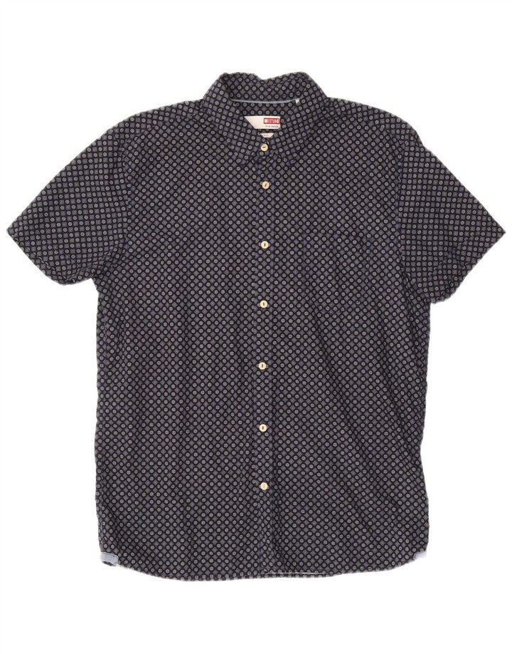 Cămașă cu mânecă scurtă pentru bărbați MUSTANG, slim fit, din bumbac floral, albastru bleumarin