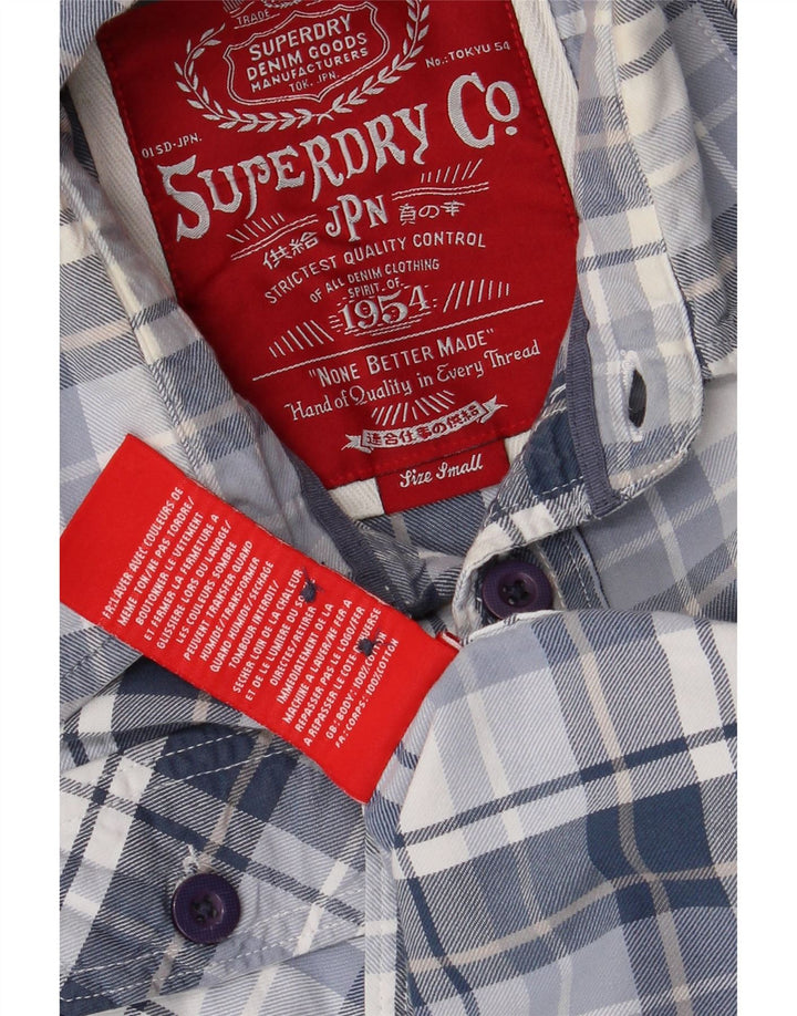 Cămașă grafică pentru bărbați Superdry, bumbac cu carouri albastre mici