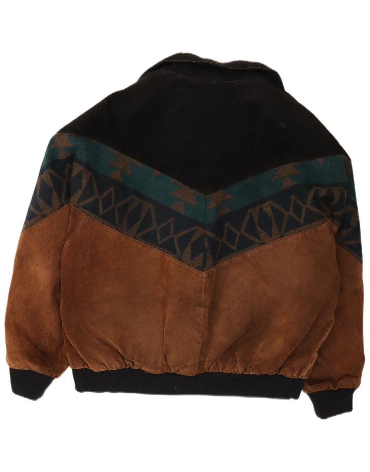 Jachetă pentru bărbați VINTAGE din piele intoarsa UK 42 XL maro din piele color bloc