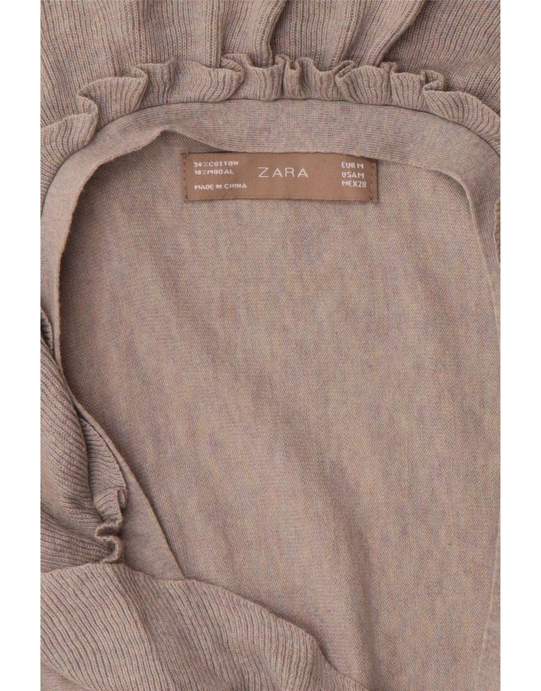 Top cardigan cu volane în față pentru femei Zara UK 14, gri mediu
