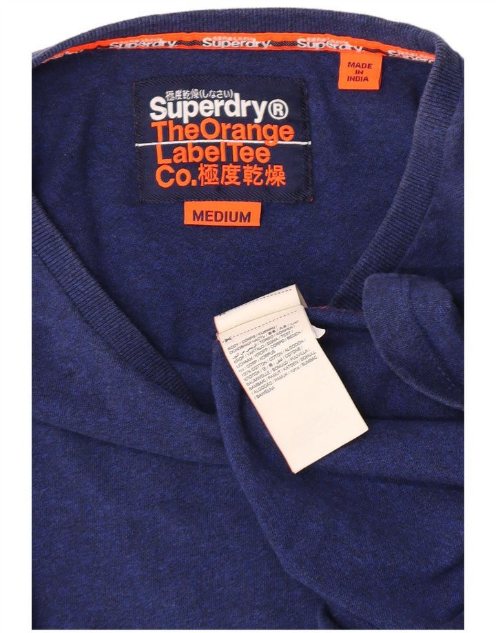 Top pentru bărbați Superdry cu mânecă lungă, albastru mediu, bumbac cu pete