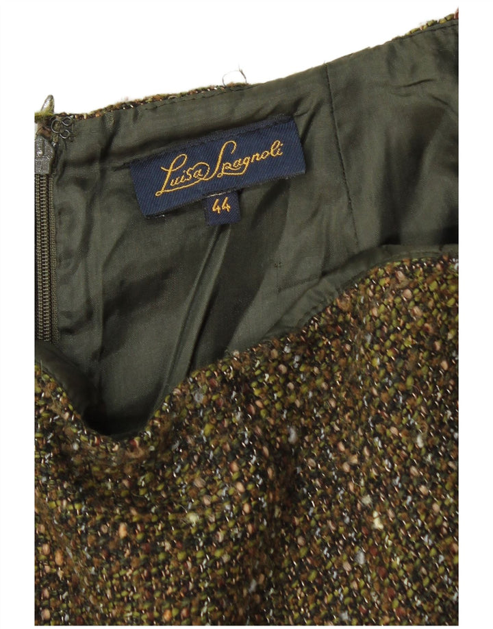 Luisa Spagnoli Fustă A-Line Femei IT 44 Medium W28 Kaki Acrilic Pete