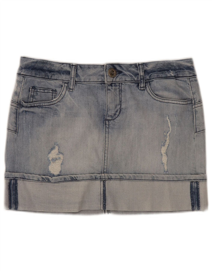 Liu Jo Fusta Mini Denim Distressed W28 Bumbac Albastru Mediu