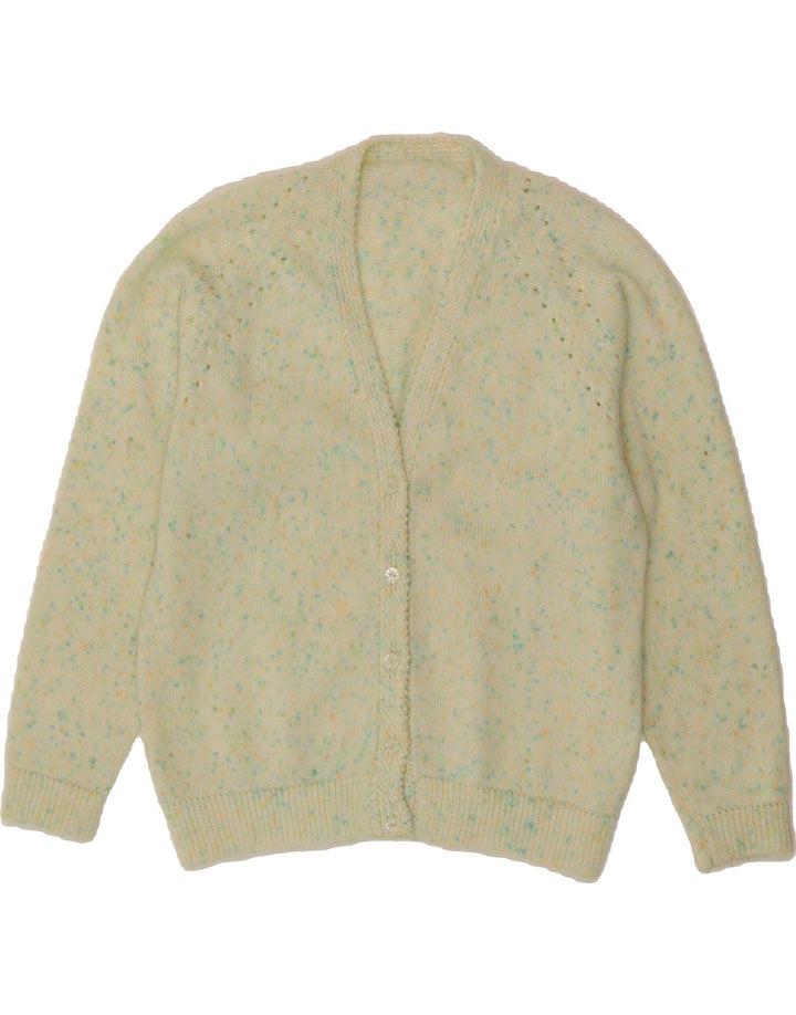 VINTAGE Womens Cardigan Sweater UK 14 Medium Yellow Flecked Vintage Vintage and Second-Hand Vintage from Messina Hembry 