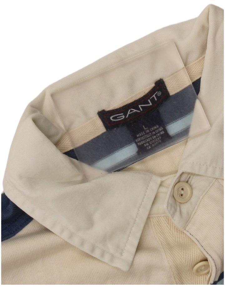 Tricou polo pentru bărbați Gant, bumbac cu dungi albastre mari