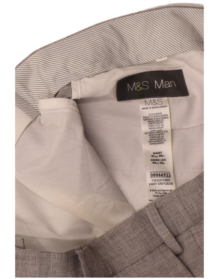 Marks & Spencer Pantaloni drepți pentru bărbați L36 L33 Poliester gri