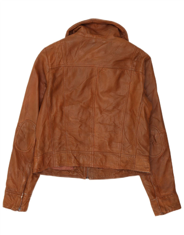 Jachetă de piele crop pentru femei PEPE Jeans UK 18 XL maro