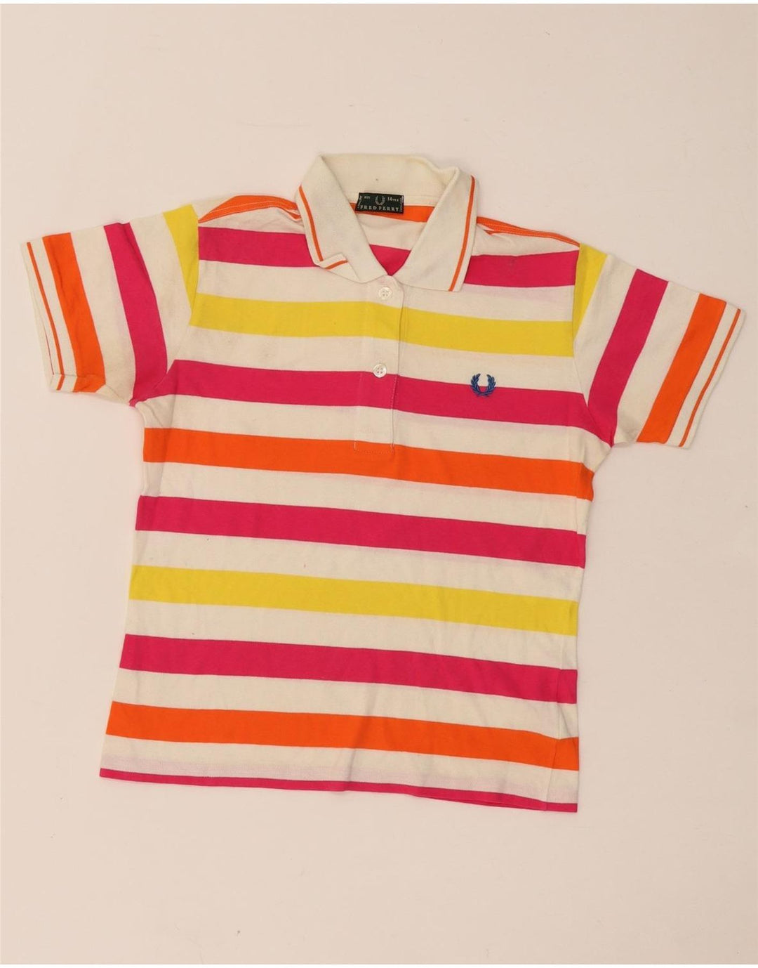 FRED PERRY Tricou polo fete rugby 13-14 ani, bumbac cu dungi multicolore
