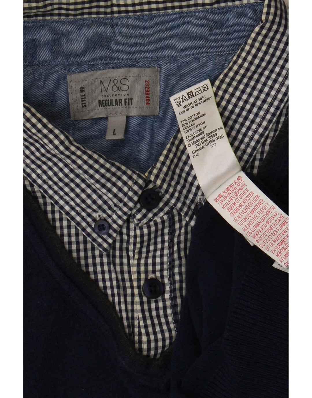 MARKS & SPENCER Pulover cu decolteu în V pentru bărbați, cu carouri mari bleumarin