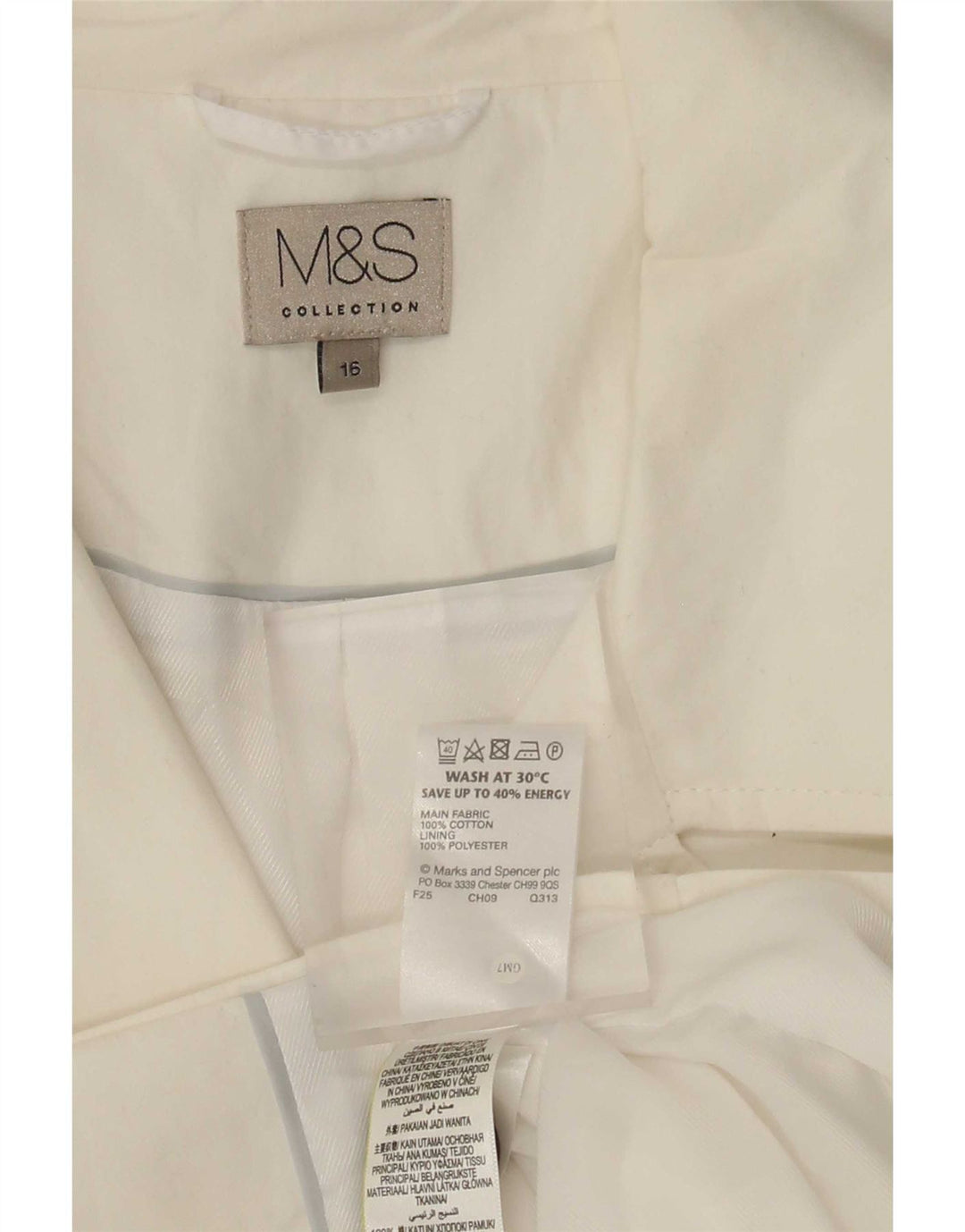 Trenci scurt pentru femei Marks & Spencer UK 16, mare, alb, bumbac
