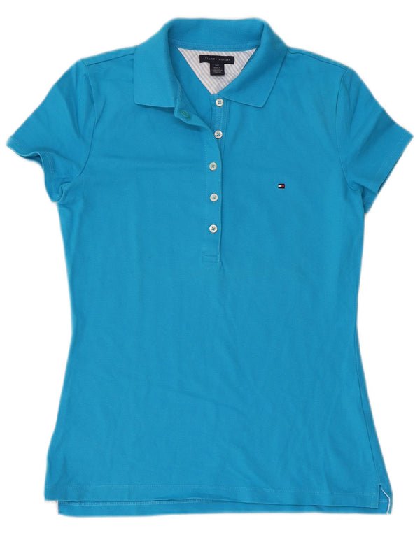 TOMMY HILFIGER Tricou polo pentru femei UK 10 Bumbac albastru mic