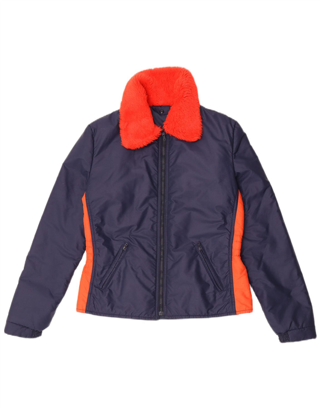 Jachetă vintage pentru femei IT 50 XL, albastru bleumarin, nailon color bloc