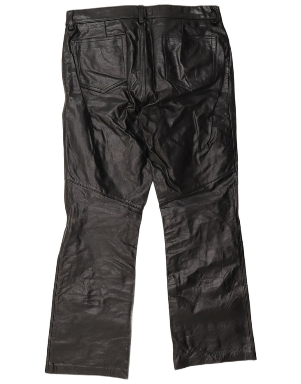 Pantaloni de piele vintage pentru femei UK 16 Large W34 L32 Black