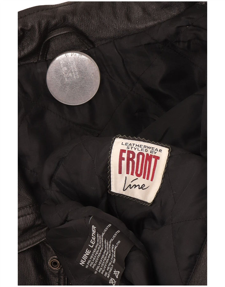 Jachetă din piele pentru bărbați Front Line UK 50 2XL din piele neagră