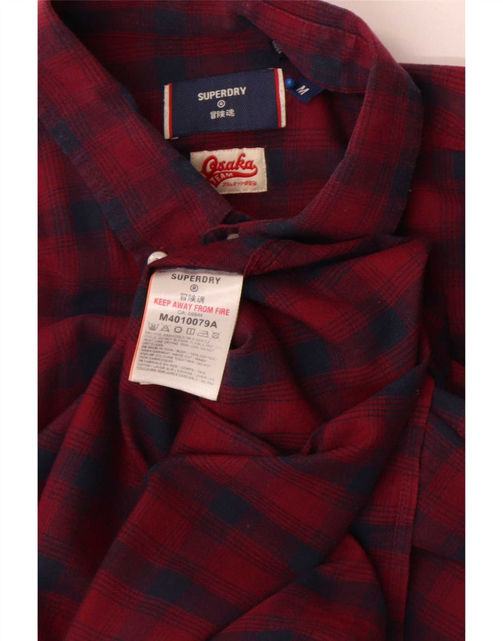 Cămașă de flanel pentru bărbați Superdry, bumbac cu carouri burgundy mediu