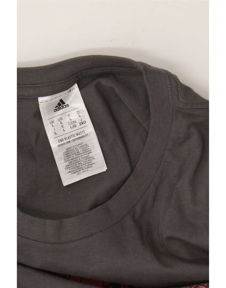 Tricou grafic pentru bărbați Adidas Top mare, gri bumbac