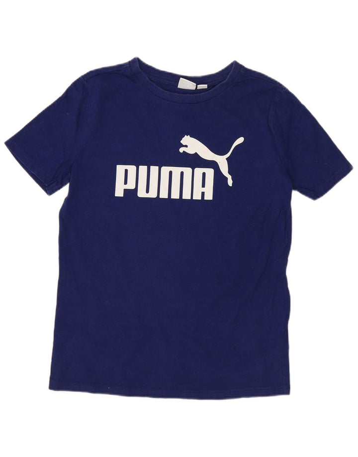 Tricou grafic Puma pentru băieți Top 10-11 ani, bumbac albastru mediu