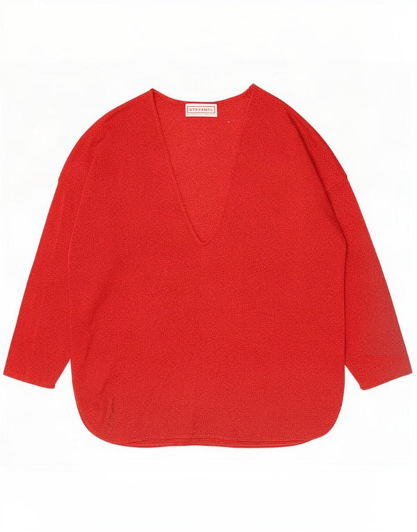 Stefanel Top supradimensionat pentru femei cu mânecă lungă UK 10 Small Red Flecked Rayon