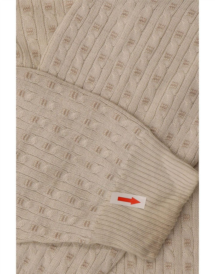 Pulover Marks & Spencer pentru bărbați, cu gât roșu, mediu acrilic alb catifelat