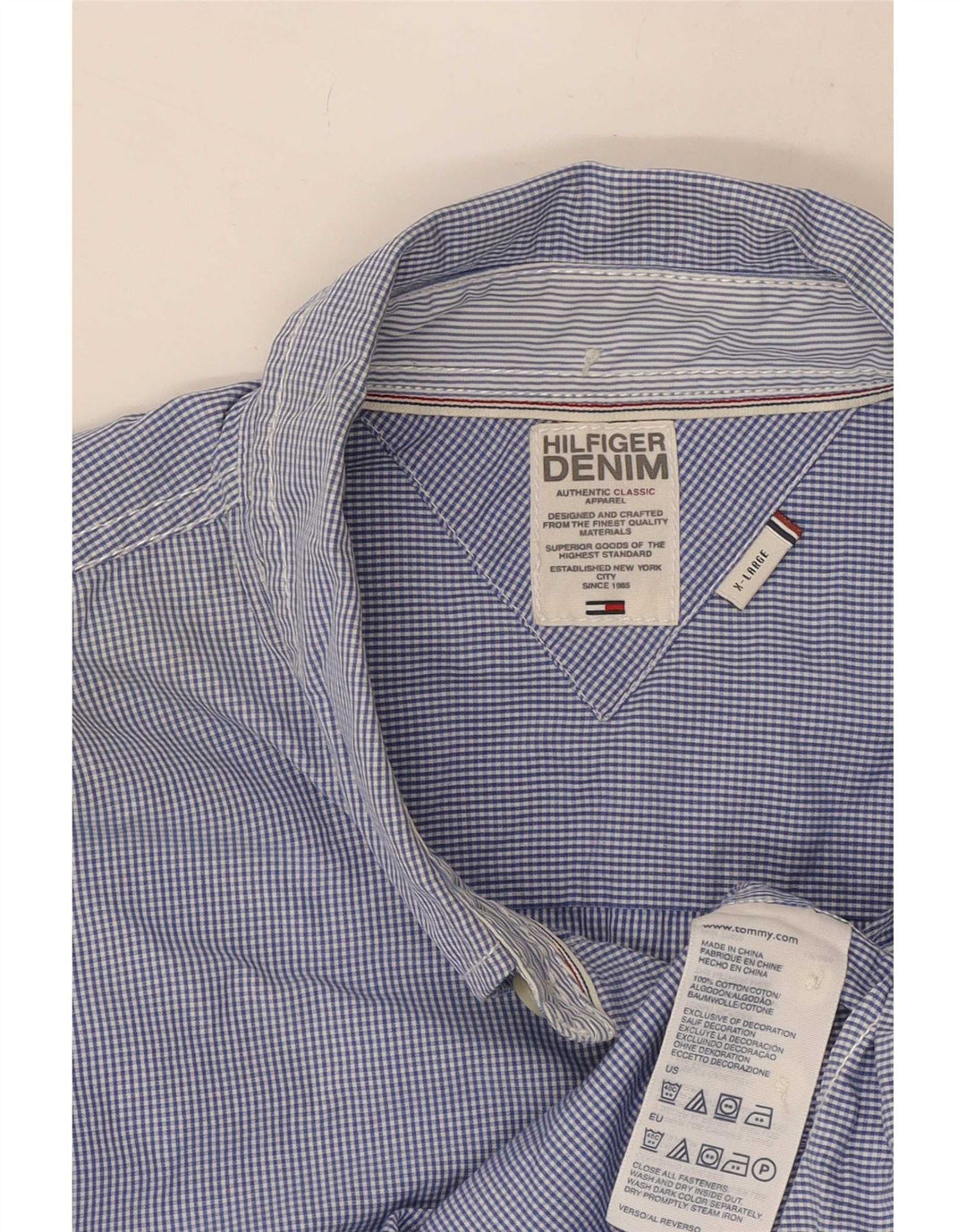 Cămașă pentru bărbați Tommy Hilfiger XL, albastru, bumbac vichy