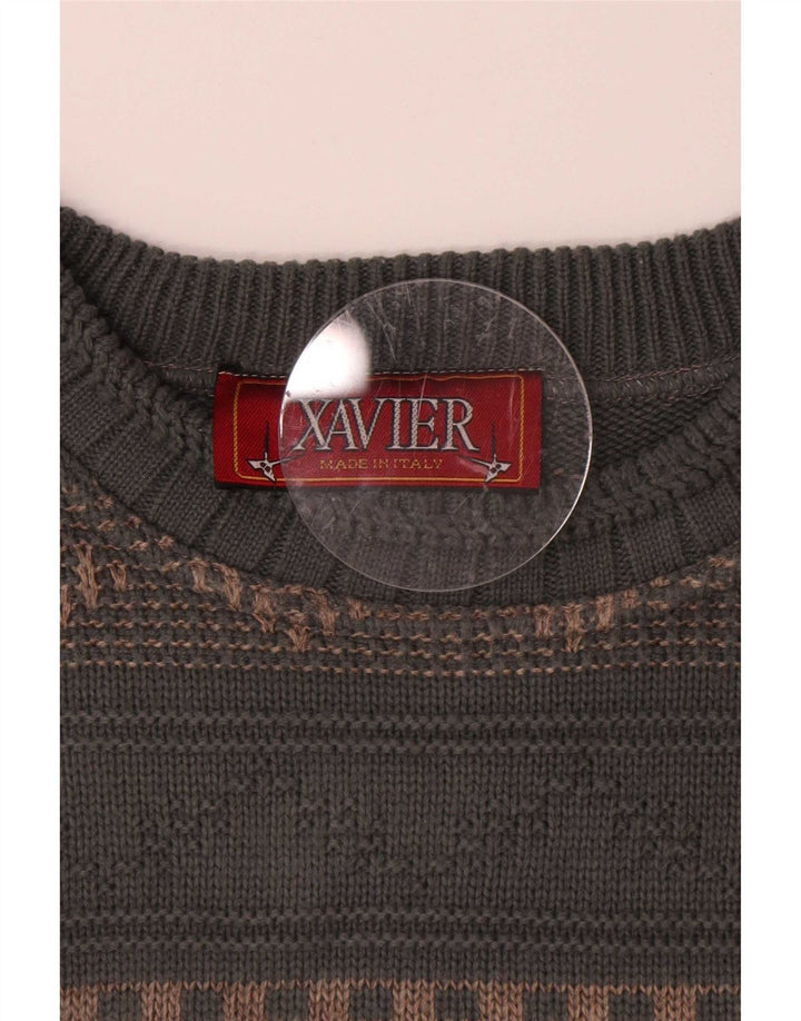 Pulover pentru bărbați Xavier, cu gât de barcă, din lână geometrică, gri mediu