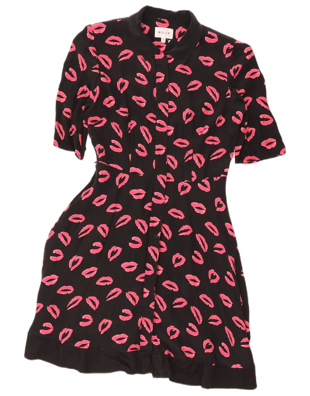 Rochie cămașă cu mâneci scurte cu model abstract pentru femei Milly US 4 Small Black