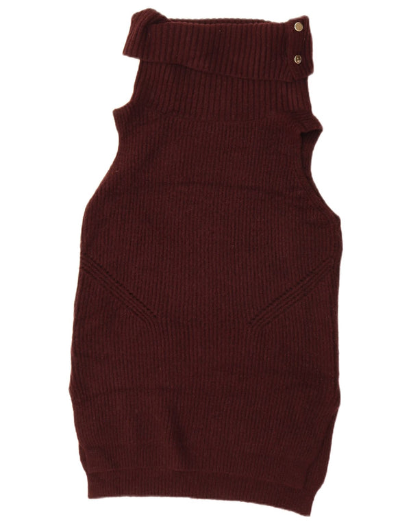 Oasis Womens Oversized Vest Tank Top UK 6 XS Burgundy Acrylic