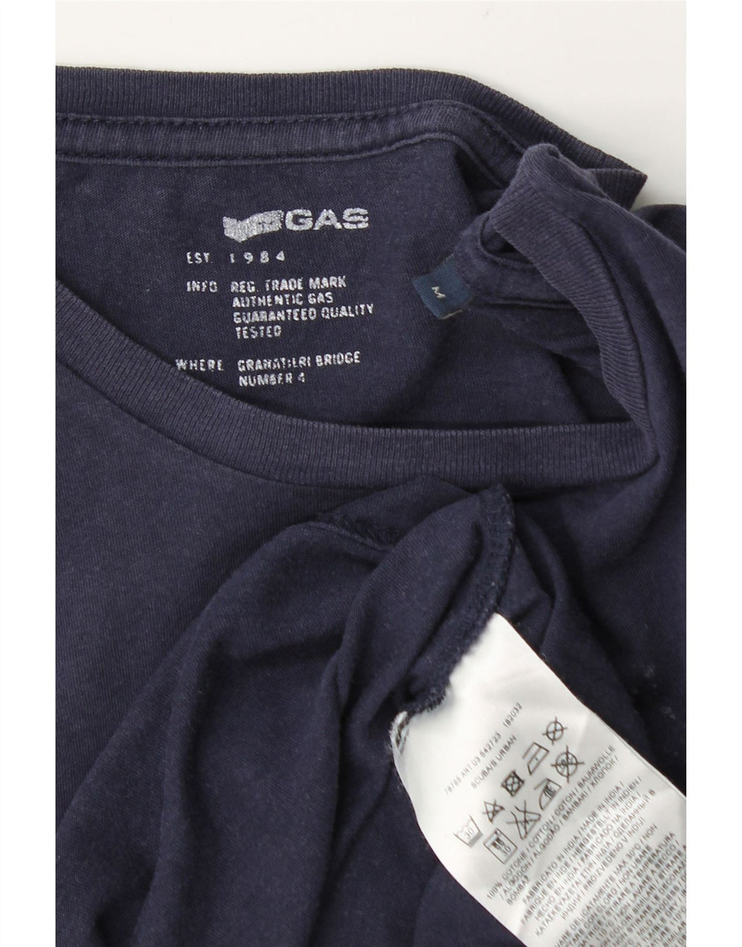 Tricou grafic pentru bărbați Gas Top mediu din bumbac bleumarin