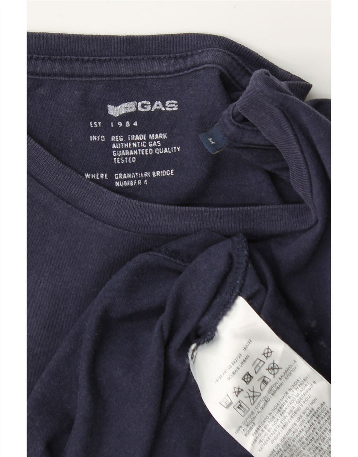 Tricou grafic pentru bărbați Gas Top mediu din bumbac bleumarin