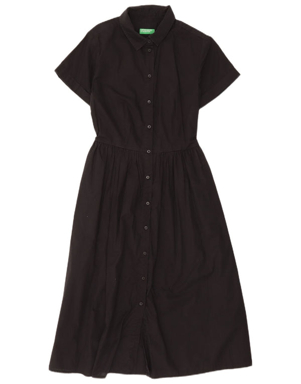 Rochie cămașă Benetton pentru femei cu mâneci scurte UK 14 Medium Black
