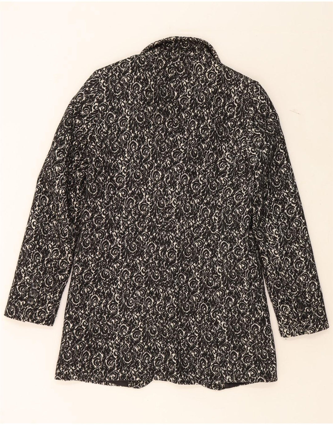 BENETTON Womens Longline 1 Button Blazer Jacket UK 10 Small Black Paisley Vintage Benetton and Second-Hand Benetton from Messina Hembry 