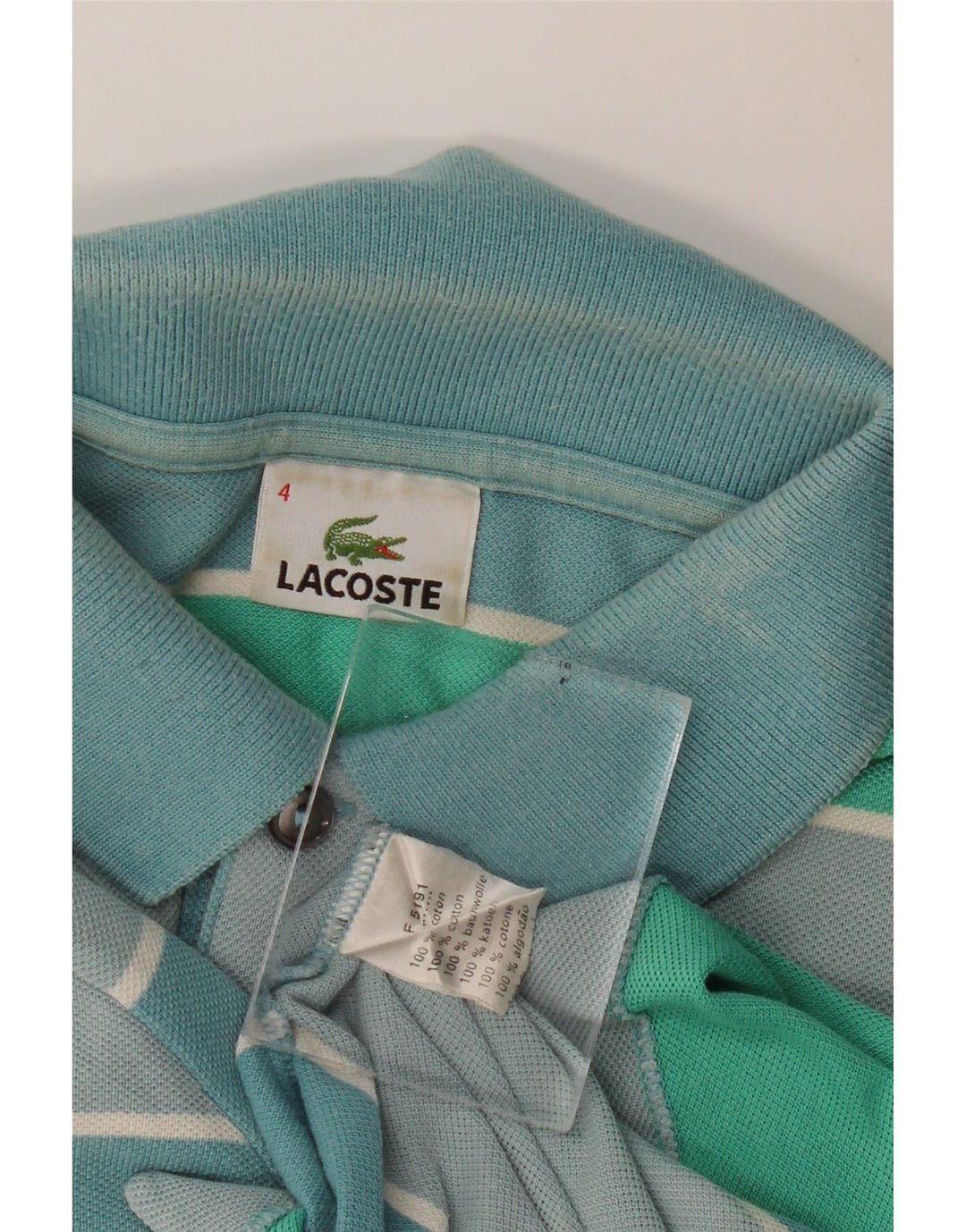 Tricou polo Lacoste Rugby pentru bărbați, mărimea 4, bumbac cu dungi verzi medii