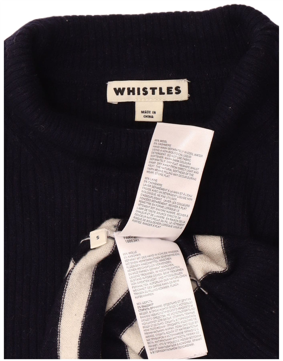 WHISTLES Pulover cu gât țestoasă pentru femei UK 10 Mic bleumarin cu dungi