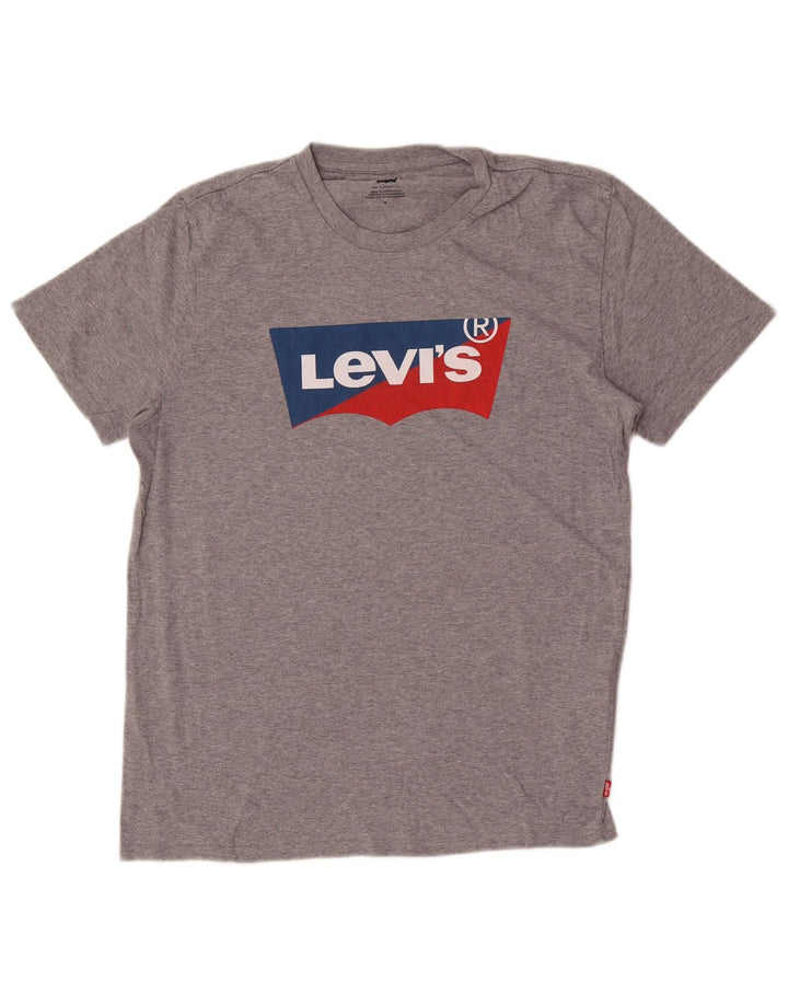 Tricou cu grafic Levi's pentru bărbați Top din bumbac cu pete gri mediu