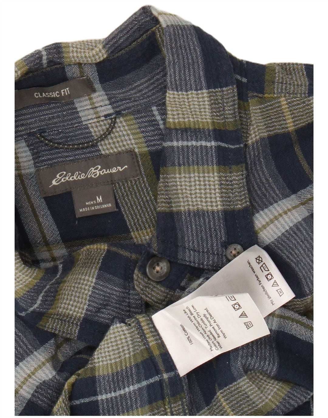 Cămașă de flanel pentru bărbați EDDIE BAUER, bumbac cu carouri, albastru marin mediu