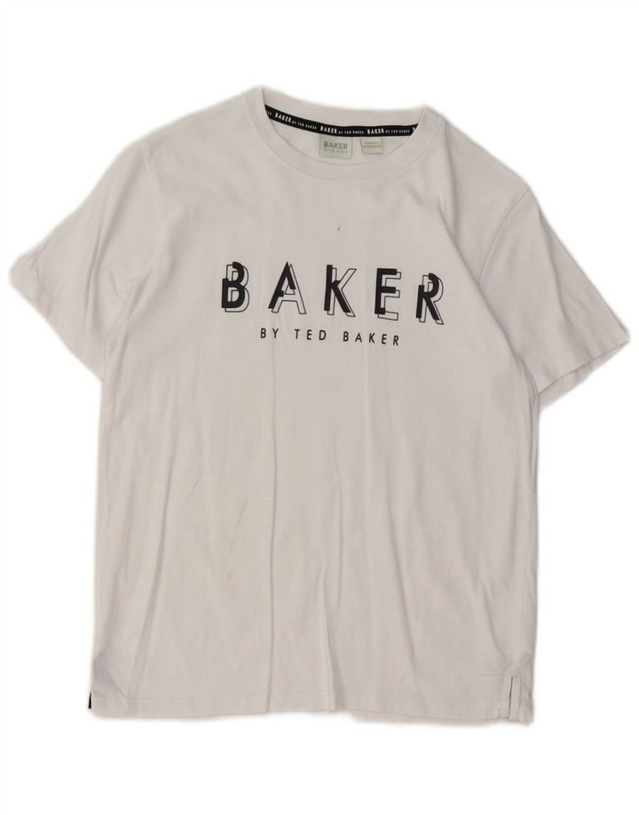 TED BAKER Tricou grafic pentru baieti Top 10-11 ani bumbac alb