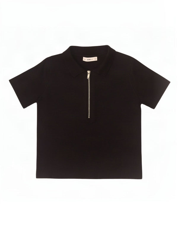 Tricou polo Zara pentru femei UK 10 Small Negru