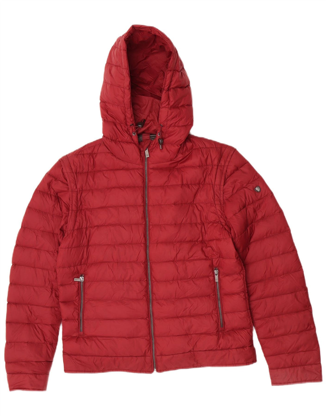 Jachetă căptușită cu glugă Massimo Dutti pentru femei UK 14 mare Burgundy