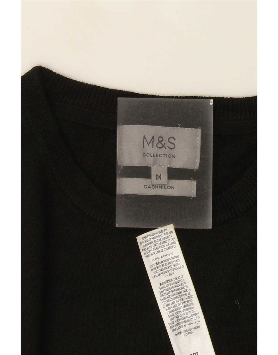 Pulover pentru bărbați Marks & Spencer, cu gât crew, mediu acrilic negru