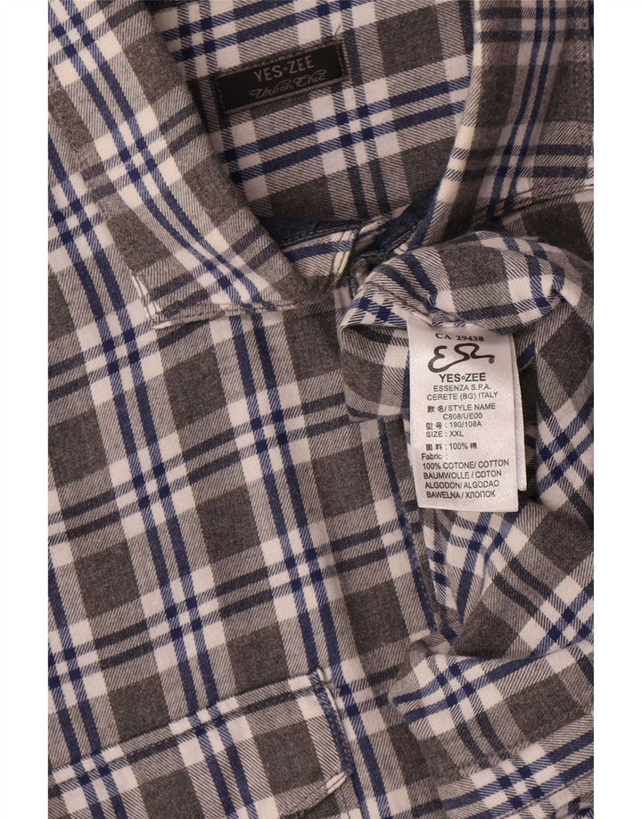 Cămașă de flanel pentru bărbați Yes Zee, bumbac cu carouri gri 2XL