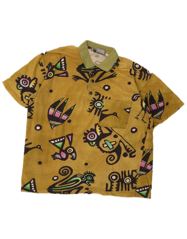 gio ferrari tricou polo pentru bărbați galben mediu geometric