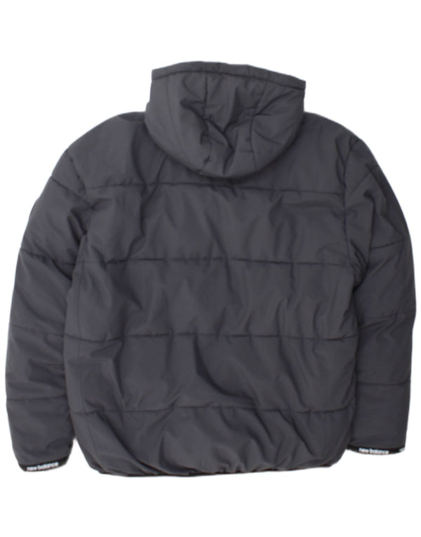 Jachetă căptușită cu glugă pentru bărbați New Balance, UK 40, mare, gri, poliester