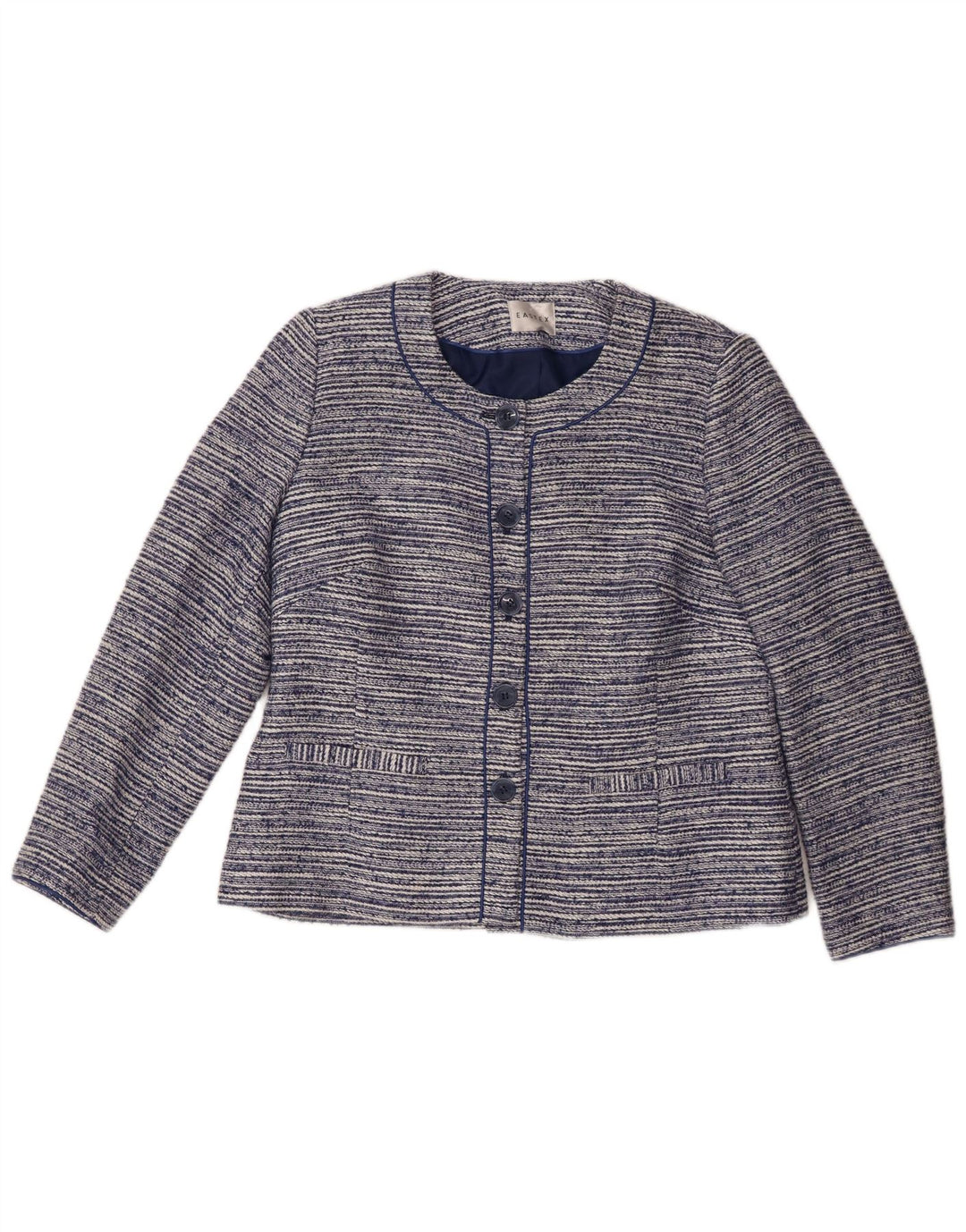 Jachetă pentru femei Eastex cu 5 nasturi, Marea Britanie 12, mijlocie bleumarin cu dungi