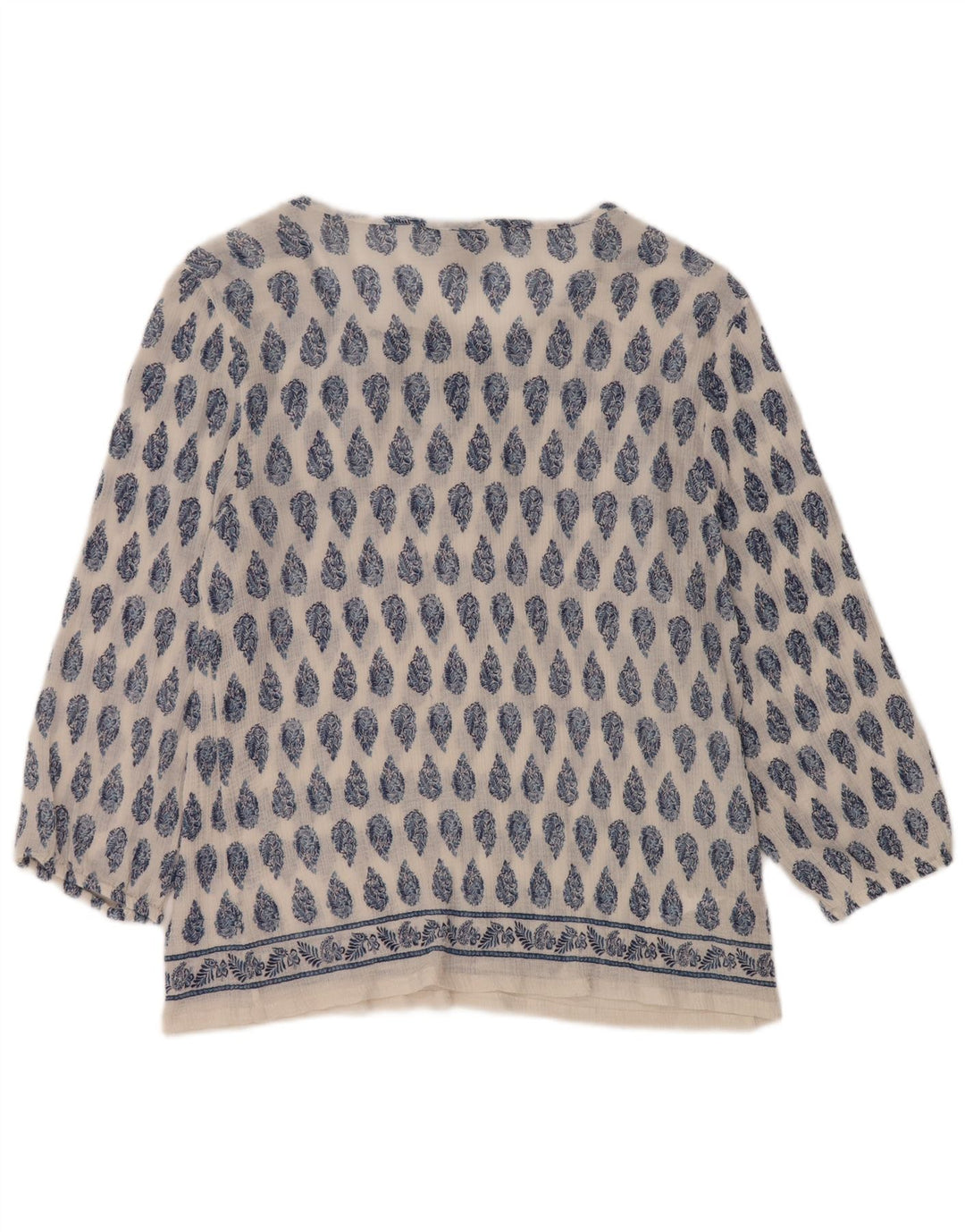 TOMMY BAHAMA Bluză cu mâneci 3/4 pentru femei, Marea Britanie 16, bumbac Paisley alb mare