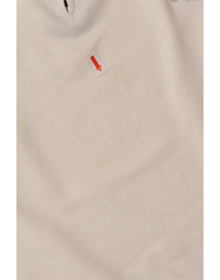 KAPPA Mens Zip Neck Jumper Sweater Small White Cotton Vintage Kappa and Second-Hand Kappa from Messina Hembry 